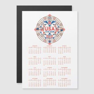 Calendrier 2026 Joyeux anniversaire USA 250 Carte
