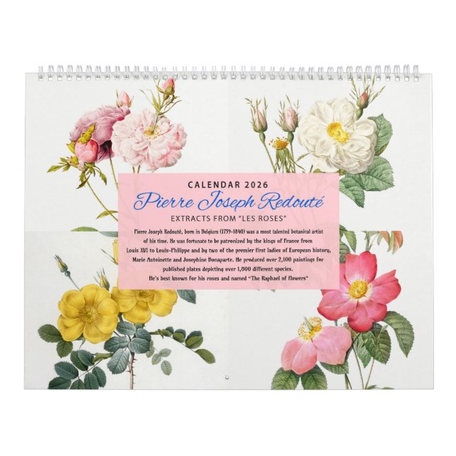 Calendrier 2026 - Les Roses - P.J. Redouté (Protection)