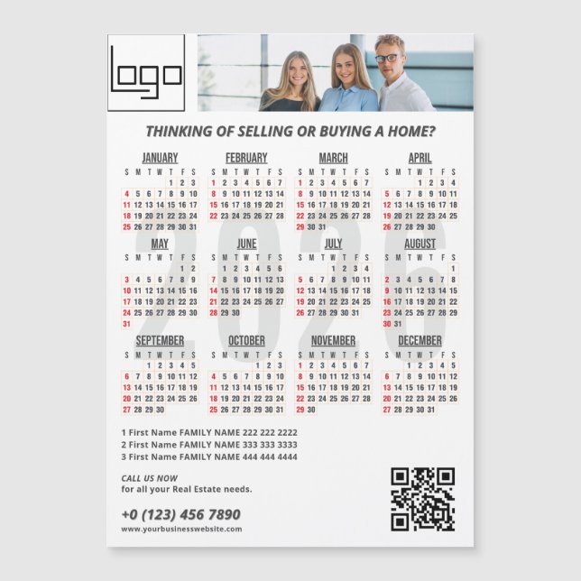 Calendrier 2026 Logo de la société QR Code Bourgog (Devant)