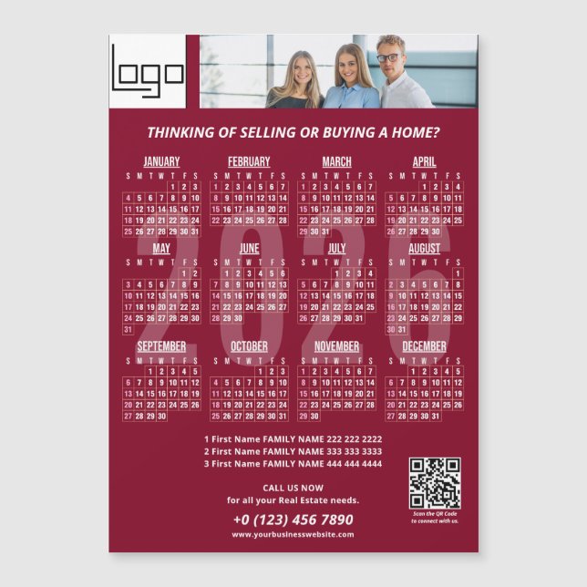 Calendrier 2026 Logo de la société QR Code Bourgog (Devant)