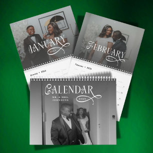 Calendrier 2026 Mariage Élégant Moderne 14 Photos Jeunes Mari