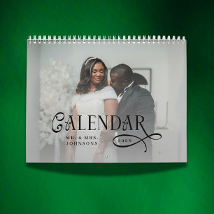 Calendrier 2026 Mariage Élégant Moderne Photo Jeunes Mariés