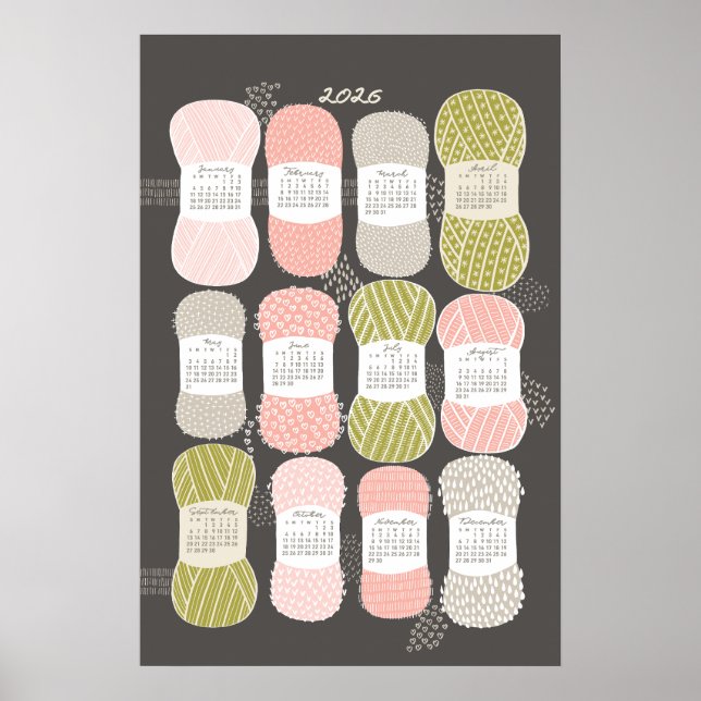 Calendrier 2026 Marron Affiche (Devant)