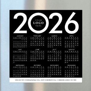 Calendrier 2026 Minimaliste Logo d'entreprise Noir