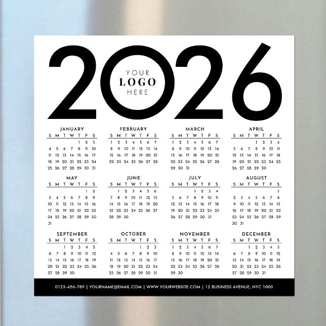 Calendrier 2026 Minimaliste Moderne Logo d'entrepr (Créateur téléchargé)