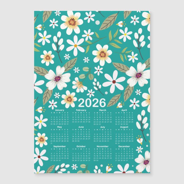 Calendrier 2026 Modèle Floral Blanc (Devant)