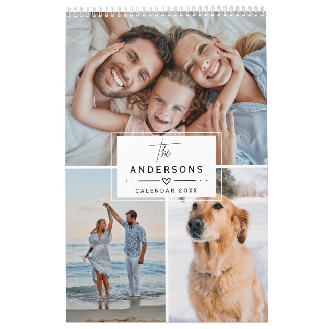 Calendrier 2026 Modern Elegant Custom Family Photo Collage (Protection)