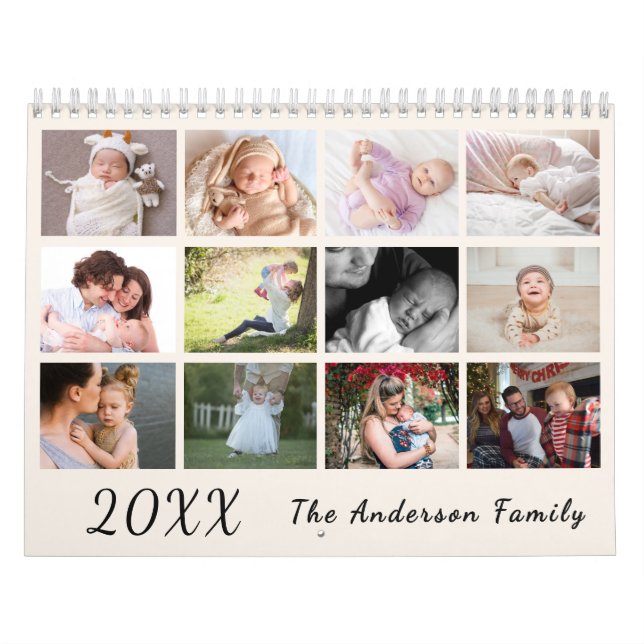 Calendrier 2026 Modern Family Photo Calendar – black & white (Protection)