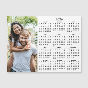 Calendrier 2026 Moderne Simple Photo Aimant