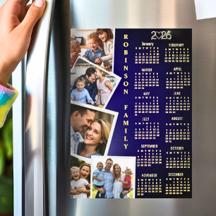 Calendrier 2026 Navy Blanc Or 5 Photos Collage