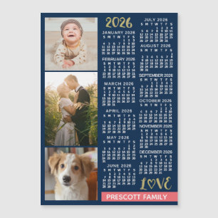 Calendrier 2026 Navy Corail Or Collage Photo Aiman