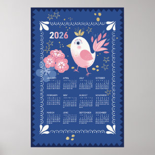 Calendrier 2026 Oiseau Affiche