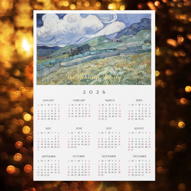Calendrier 2026 Paysage France Vincent Van Gogh (Landscape France Vincent Van Gogh 2026 Calendar)