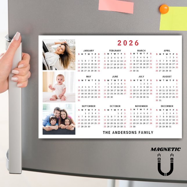 Calendrier 2026 personnalisé avec nom et collage d (Créateur téléchargé)