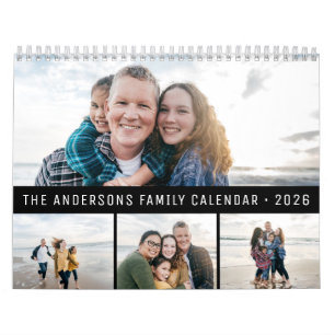 Calendrier 2026 Personnalisé Famille Simple Minimaliste 