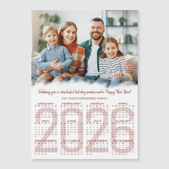 Calendrier 2026 Photo Couleur Personnalisée Carte  (Devant)