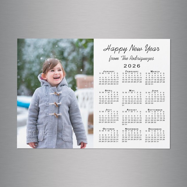 Calendrier 2026 Photo personnalisée Joyeux nouvel  (2026 Calendar Custom Photo Happy New Year Magnet in situ)