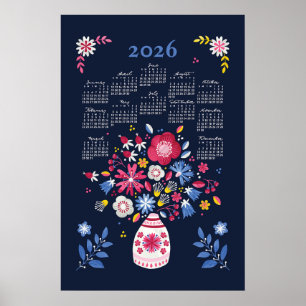 Calendrier 2026 Poster Bouquet Folklorique