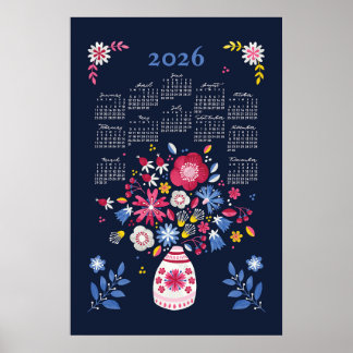 Calendrier 2026 Poster Bouquet Folklorique
