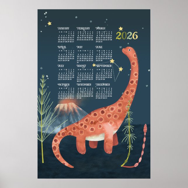 Calendrier 2026 Poster Brachiosaure (Devant)