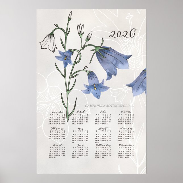 Calendrier 2026 Poster Jacinthe Bleue Botanique (Devant)