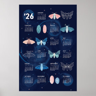 Calendrier 2026 Poster Moth Galaxy Soie