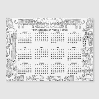 Calendrier 2026 pour chats avec message ou nom per
