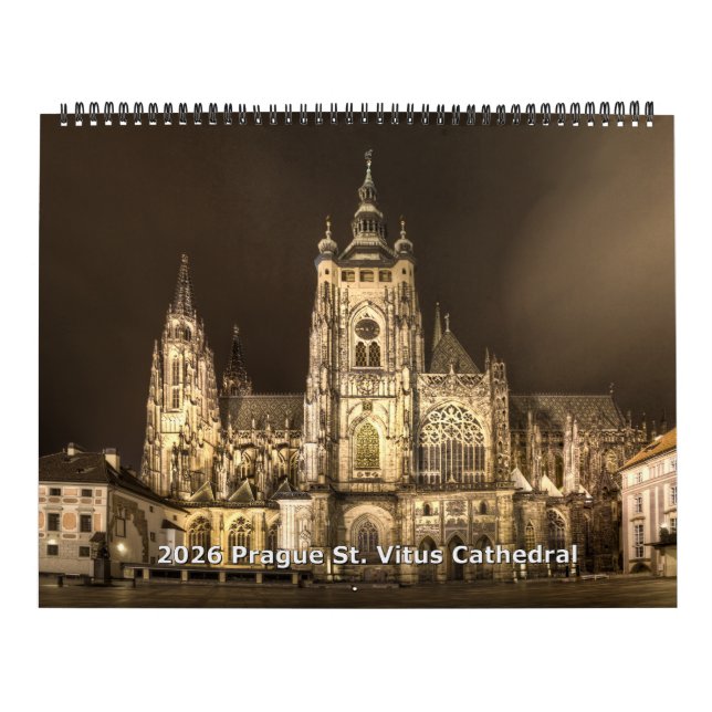 Calendrier 2026 Prague - St.Vitus Cathedral at Night Calendar (Protection)