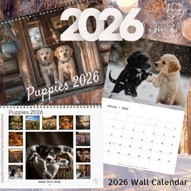 Calendrier 2026 Puppies Wall Calendar (Créateur téléchargé)