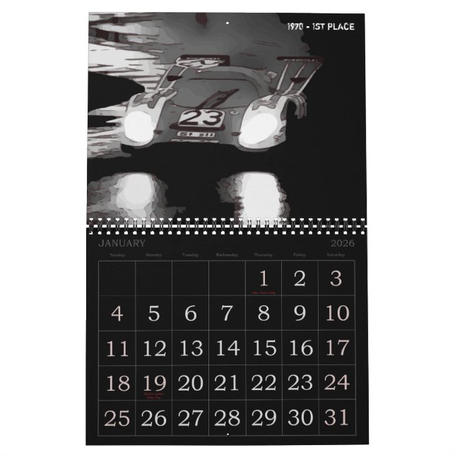 CALENDRIER 2026 RACING CALENDAR (Jan 2026)