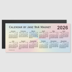 Calendrier 2026 Rainbow Cloud par Janz 9x4 Magnet
