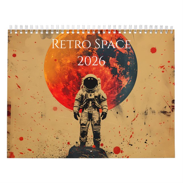 Calendrier 2026 Retro Space Art Calendar (Protection)