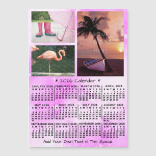 Calendrier 2026 Rose Aquarelle Photos Personnalisé