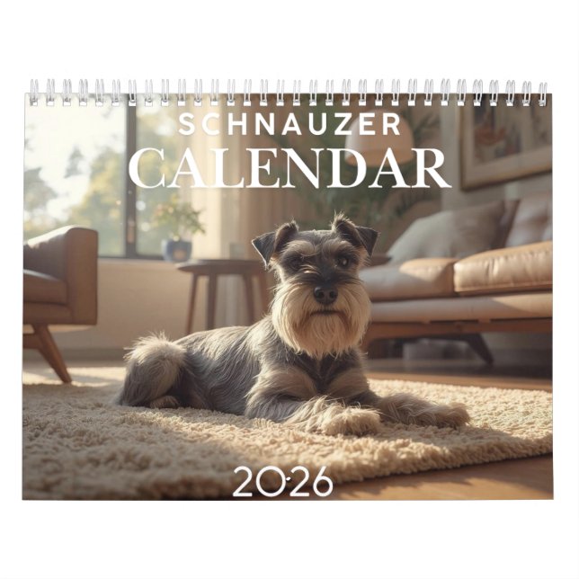 Calendrier 2026 Schnauzer 12-Month Wall Calendar (Protection)