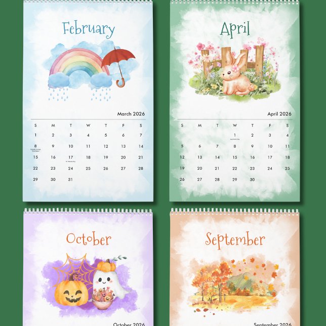 Calendrier 2026 Seasons Watercolor Calendar (Créateur téléchargé)