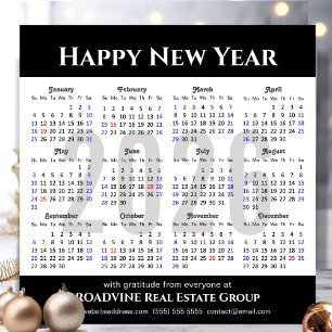 Calendrier 2026 Simple Black Business Magnetic Car