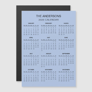 Calendrier 2026 Simple mais Élégant Aimant