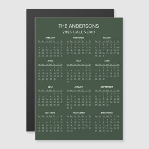 Calendrier 2026 Simple mais Élégant Aimant