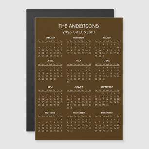 Calendrier 2026 Simple mais Élégant Aimant