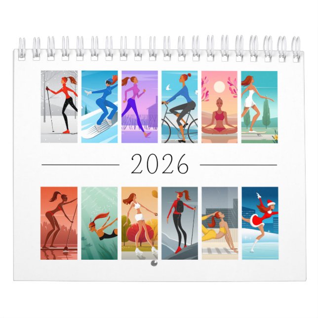 Calendrier 2026 Sport Fitness Young Woman Girl Colorful (Protection)