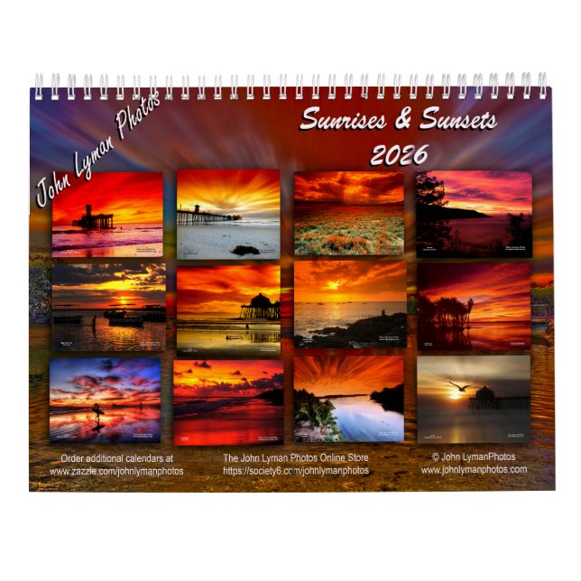 Calendrier 2026 Sunrise & Sunsets Calendar (Dos)