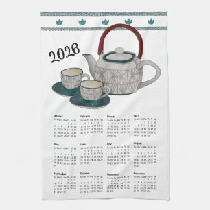 Calendrier 2026 Tasses & Teapot moderne Serviettes
