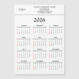 Calendrier 2026 Texte de logo d'entreprise Tout