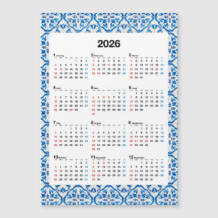 Calendrier 2026 - Unique annuel Azulejo