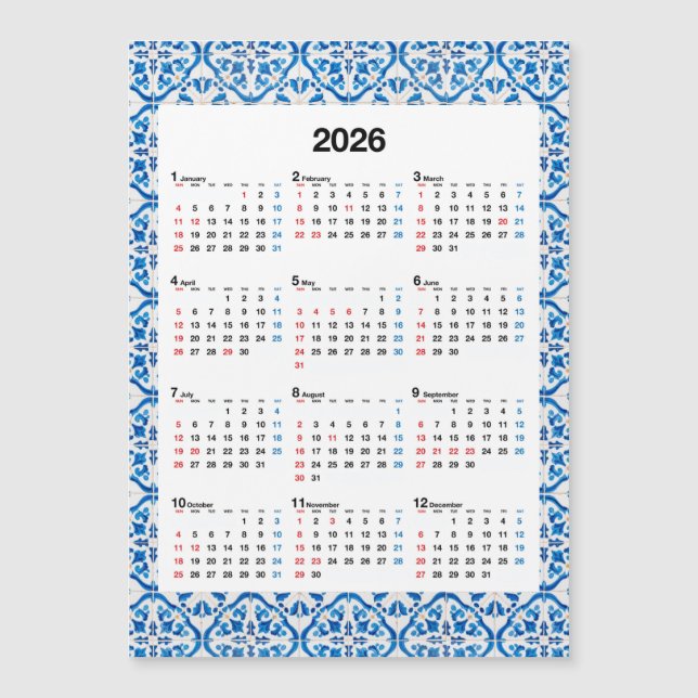 Calendrier 2026 - Unique annuel Azulejo (Devant)