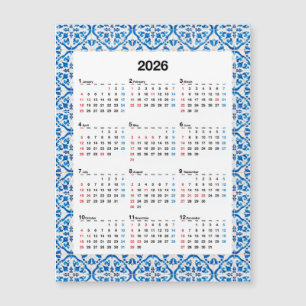 Calendrier 2026 - Unique annuel Azulejo