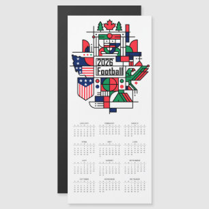 Calendrier 2026 USA, Canada, Mexique Carte magnéti