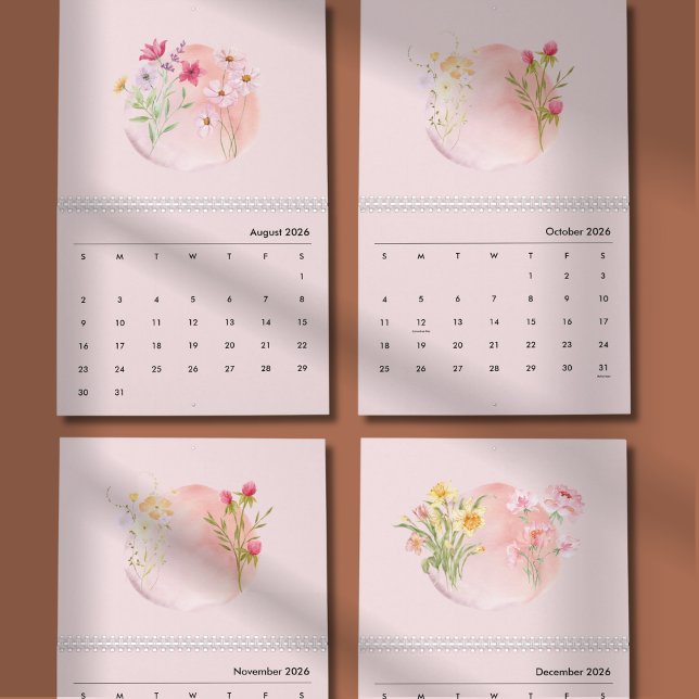 Calendrier 2026 Watercolor Flower Calendar (Créateur téléchargé)
