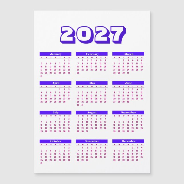 Calendrier 2027 (Devant)