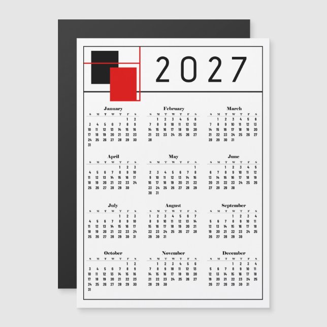 Calendrier 2027 (Devant / Derrière)
